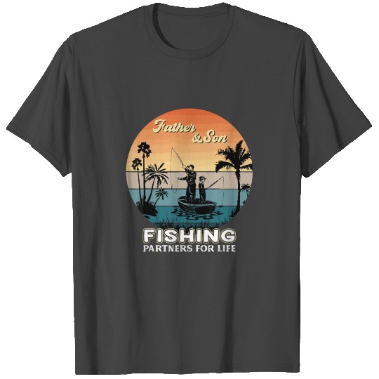 Father and Son Fishing Partners For Life Funny Dad T Shirts