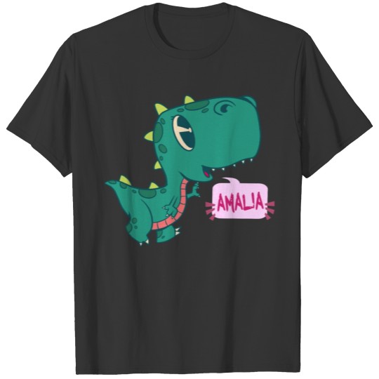 AMALIA - Lovely girl name with cute dinosaur T Shirts