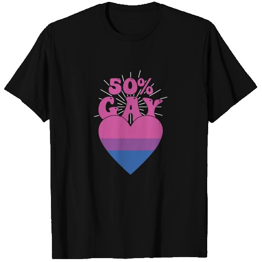 50% Gay Bisexual Pride Flag Heart LGBTQ T Shirts