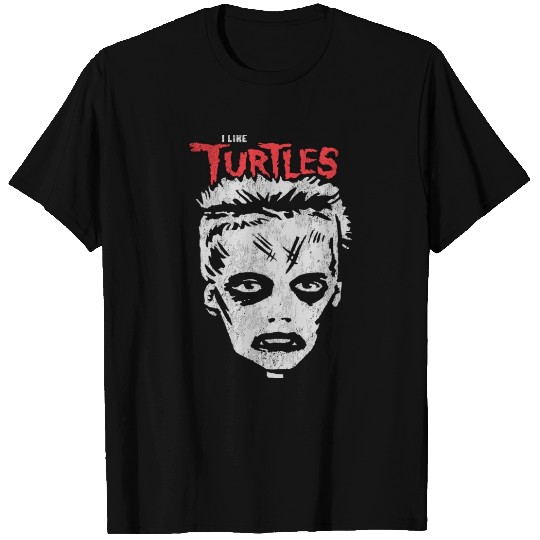 I Like Turtles Zombie Boy Skull Face T Shirts