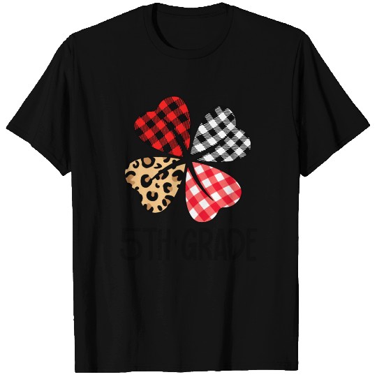 valentines day leopard 5th grade teacher clover T Shirts
