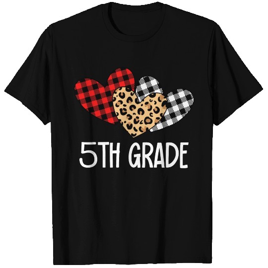 Valentines Day Leopard 5th Grade Teacher Plaid. T Shirts