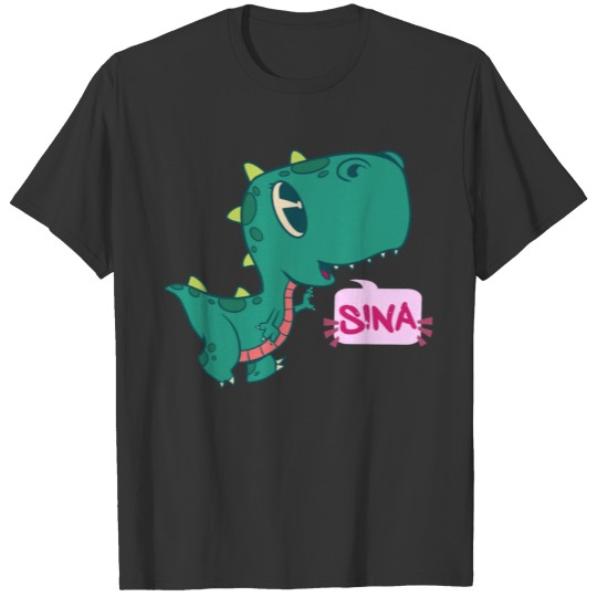 SINA - Lovely girl name with cute dinosaur T Shirts