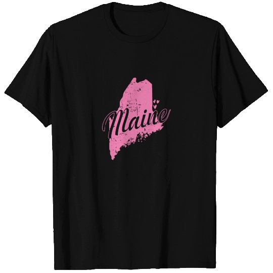 Maine Map Outline USA America T Shirts