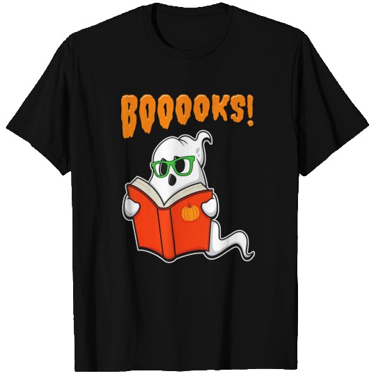Funny Teacher Halloween Ghost Books Reading T Shirts