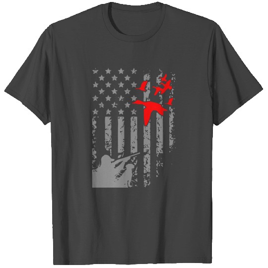 American Flag Patriotic Duck Hunting Waterfowl T Shirts