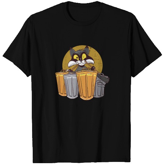 Raccoon Playing Drums Using Trash Cans - Funny T Shirts