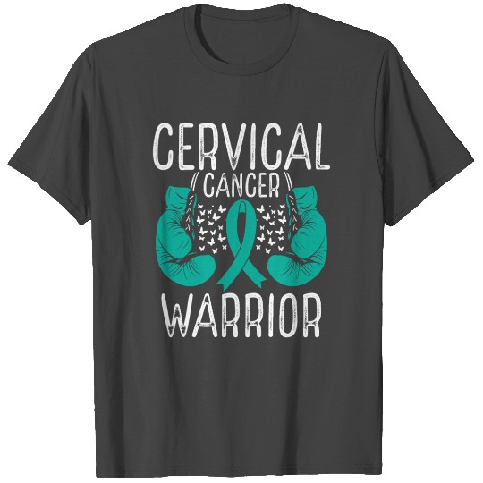 Cervical Cancer Warrior Awareness Ribbon Gloves T Shirts