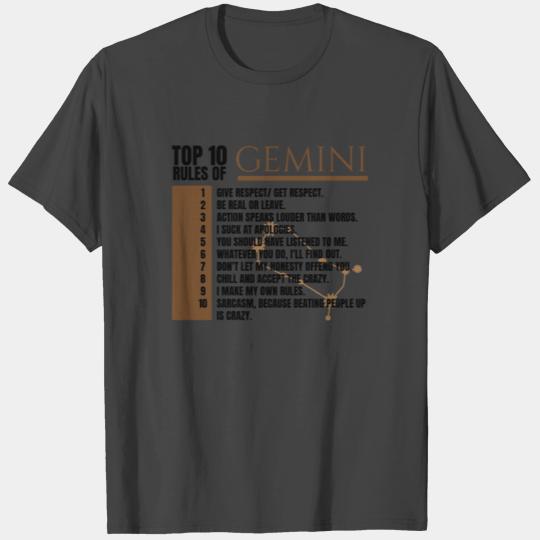 Top 10 Rules Of Gemini Horoscope Funny Astrology T Shirts
