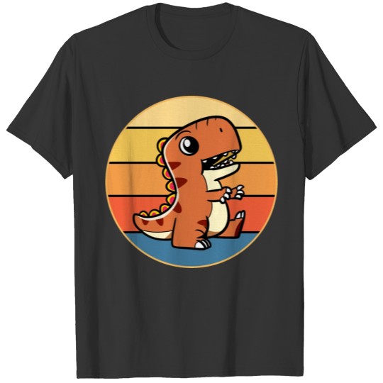 Cute Baby Dinosaur Retro Sunset Vintage T Shirts