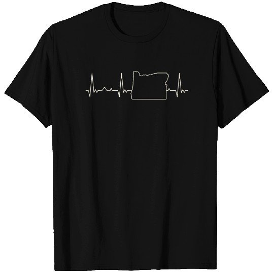 Oregon State USA. Heart. Love. EKG. Pulse. Beat. T Shirts