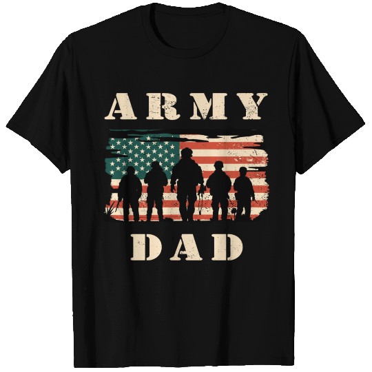 Army dad with USA flag T Shirts