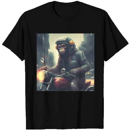 monkey on motorcycle with cool leather jacket T Shirts