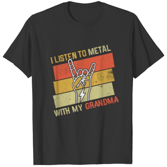 Vintage Metal With Grandmom Metal Kid Music Lover T Shirts