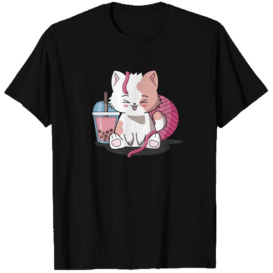 Chibi Boba Tea Cat T Shirts