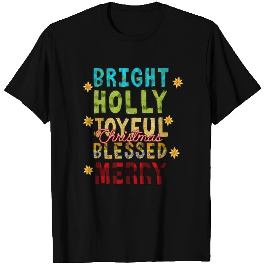 Bright Holly Joyful Christmas Blessed Merry T Shirts