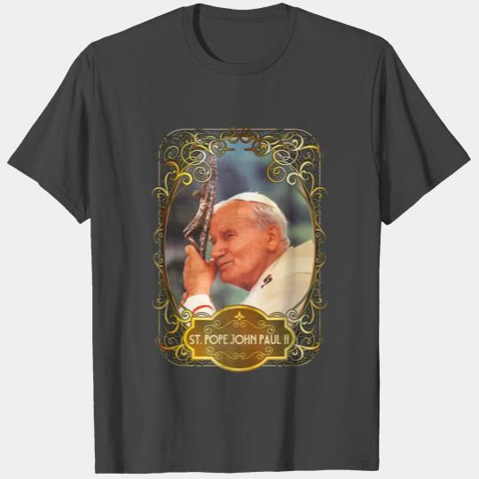 St Pope John Paul II Cross Catholic Saint Polish T Shirts