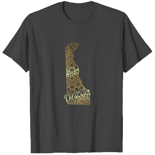 Delaware State Mandala USA America Pretty Gold T Shirts