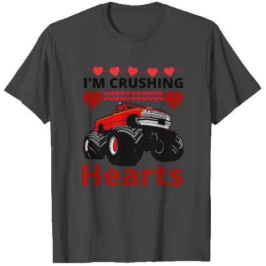 kids i crush hearts monster truck toddler boys val T Shirts