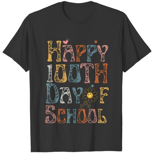 Retro Groovy Happy 100th Day Of School Teachers T Shirts