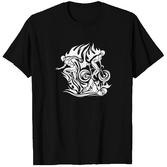 Triathlete running swimming cycling triathlon T Shirts