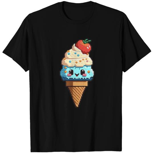 8-bit ice cream with strawberry T Shirts