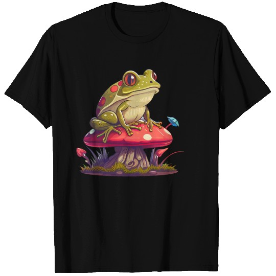 Cute Frog on Mushroom Fantasy Cottagecore T Shirts