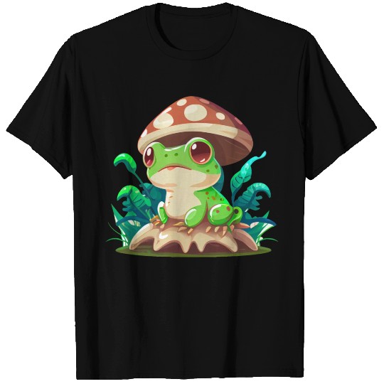 Frog on Mushroom Fantasy Cottagecore Aesthetic T Shirts