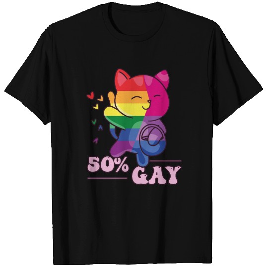50% Gay Bi Bisexual Pride Kawaii Cat Kawaii T Shirts