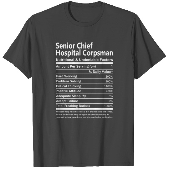 Senior Chief Hospital Corpsman T Shirts - Nutrition