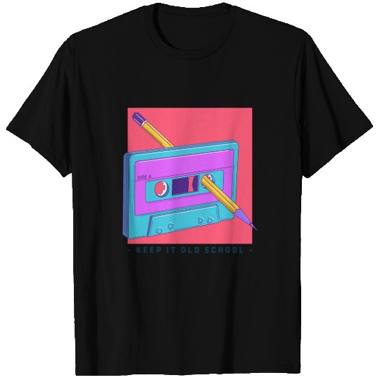 Keep it Old School - Cassette Tape and Pencil T Shirts