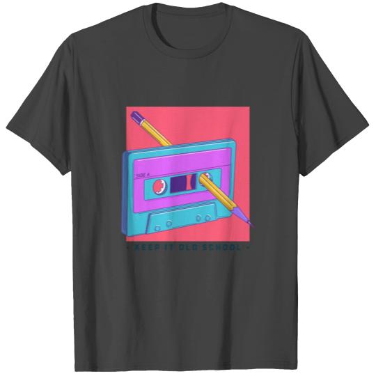 Keep it Old School - Cassette Tape and Pencil T Shirts