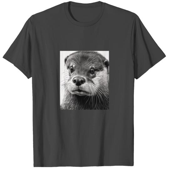 Aesthetic Cool Otter Head Painted Sea Otter Face T Shirts
