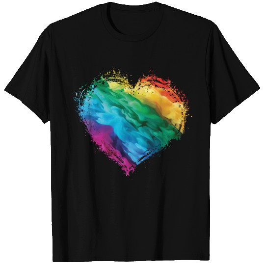 Colorful Rainbow Valentine's Day Heart Smoke/Fog T Shirts