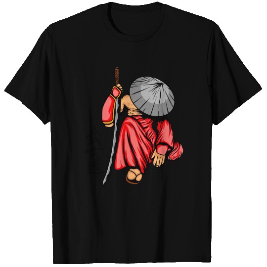 Japanese samurai warrior gray hat mask T Shirts