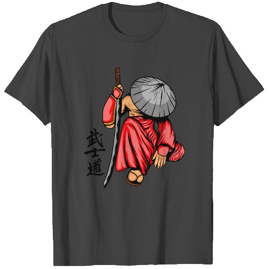 Japanese samurai warrior gray hat mask T Shirts