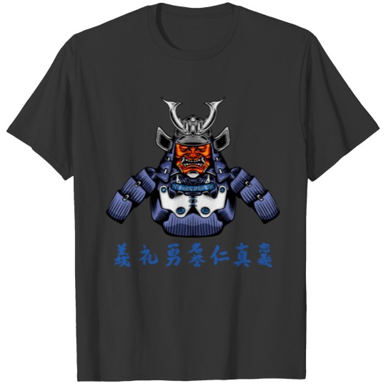 Japanese Samurai Warrior Blue Devil Mask T Shirts