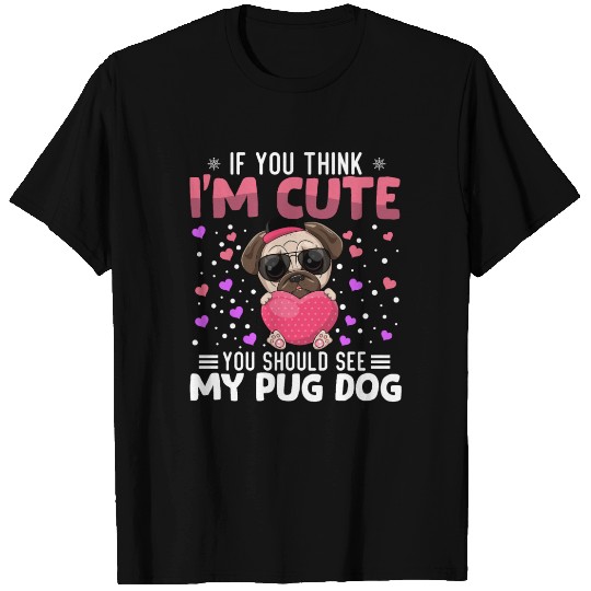 Pug Dog Heart Valentine's Day Animal For Womens T Shirts