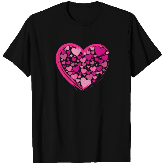 Cute Pink and Lilac Hearts in a Big Pink Heart T Shirts