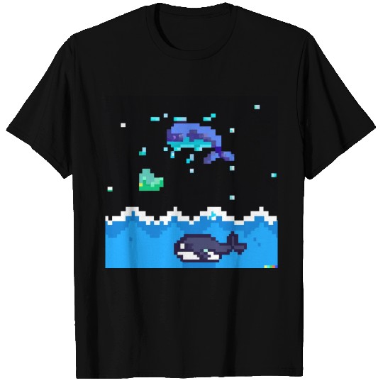 The Jumping Pixel Whale T Shirts