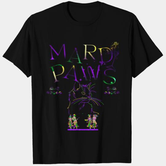 Mardi gras purple and gold cat- teddy bear+sticker T Shirts