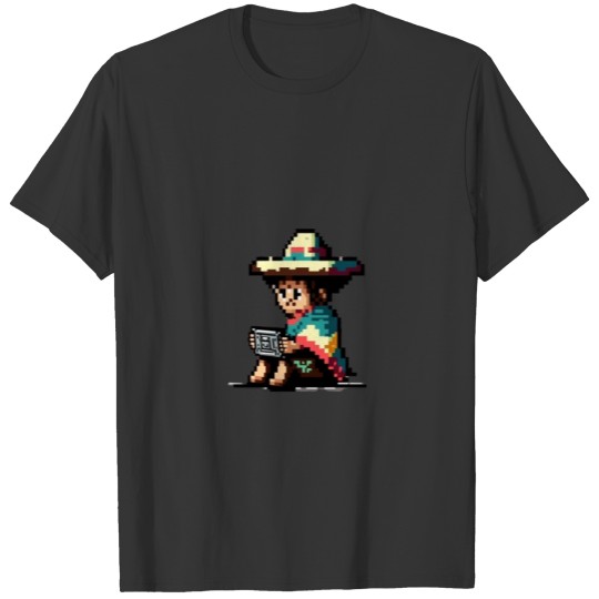 Mexican Boy Playing Video Games Pixelated Mexican T Shirts