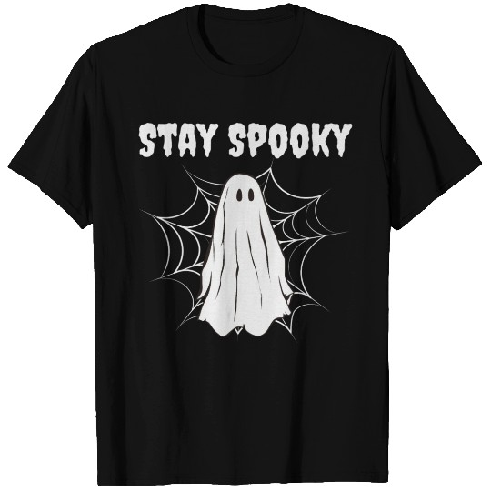 Stay Spooky - Halloween Design Ghost & Spider Web T Shirts