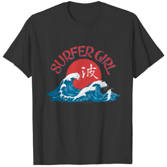 Surfer Girl Waves and Sun T Shirts