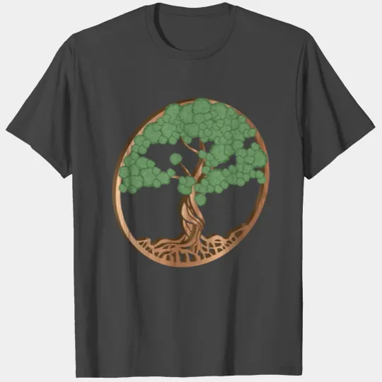 Moss Tree Medallion in wood and moss optics T Shirts