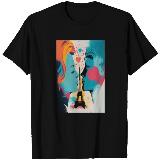 Loving couple Eiffel Tower Valentine's Day T Shirts
