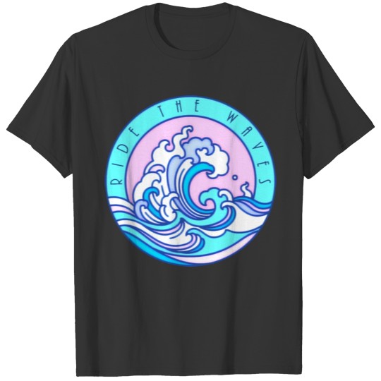 Ride the Waves Surfing Light Blue T Shirts