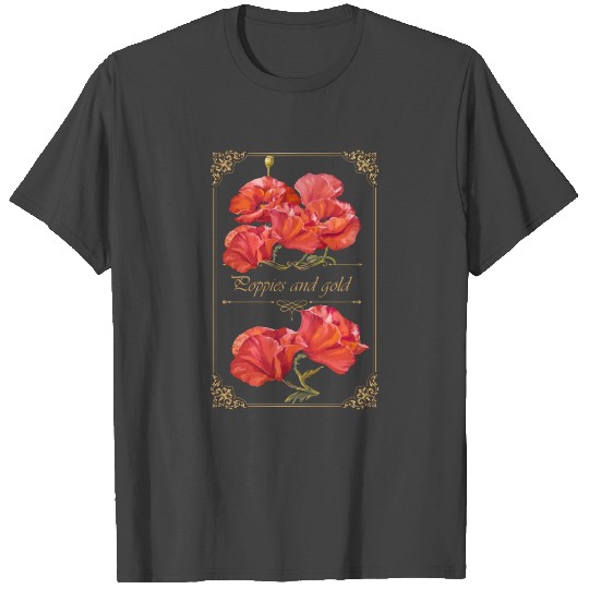 Poppies and gold - Vintage T Shirts