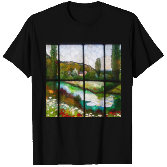 Stained Glass Monet Waterscape (AI Art) T Shirts
