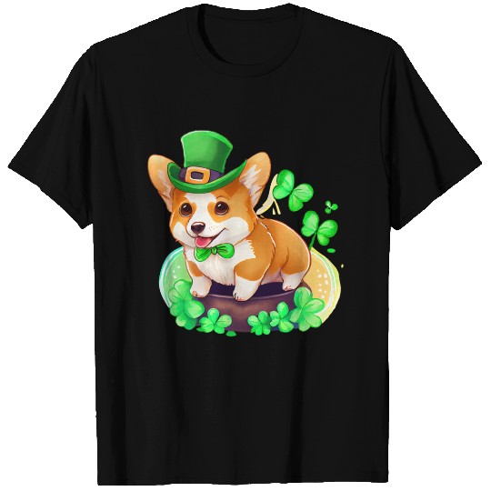 St Patrick's Day Irish Cute Corgi Saint Patrick T Shirts